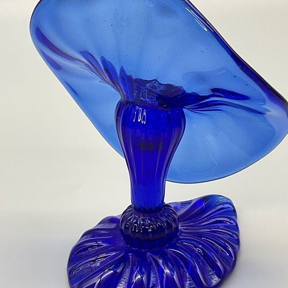 Jack in the Pulpit Vintage Cobalt Blue Studio Art Glass Signed J Deanda - Picture 5 of 12